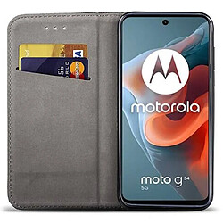 Htdmobiles Housse etui portefeuille avec coque interieure en silicone pour Motorola Moto G34 5G + film ecran - BLEU MAGNET