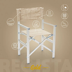 Beach And Garden Design 4 chaises de plage pliables portables en textilène aluminium Regista Gold | Beige