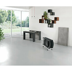 Inside 75 Table console extensible Design COLISEO XL avec rallonges/chaises intégrées Gris béton/Structure Gris ardoise 120cm pas cher