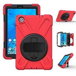 Coque en TPU + Silicone avec béquille pivotante à 360° et bandoulière rouge pour votre Lenovo Tab M8 8 TB-8505F/8505X