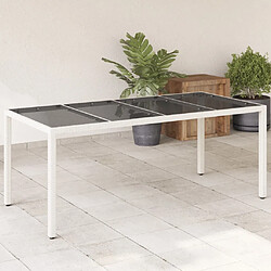 Maison Chic Table de jardin | Table d'extérieur avec dessus en verre blanc résine tressée -GKD45089