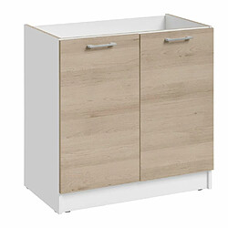 Cuisineandcie - Meuble sous-évier Eco Chene Naturel 2 portes L 80 cm