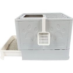 Avis M-Pets Maison de toilette - M PETS - SILE TOP - Gris - 51 x 41 x 12.5 cm - Pratique, démontable, tiroir coulissant, pelle incluse