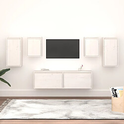 vidaXL Meubles TV 6 pcs Blanc Bois massif de pin