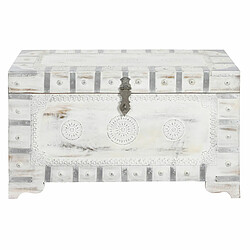 Coffre DKD Home Decor Blanc Marron Clair Bois de manguier 78,7 x 43 x 45,7 cm