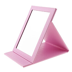 miroir de maquillage en cuir pu pliant portable miroir cosmétique pliable voyage rose