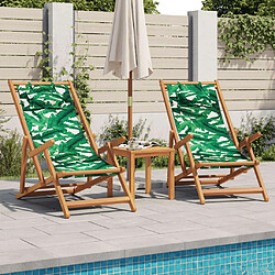 vidaXL Chaises de plage pliantes lot de 2 tissu et bois massif