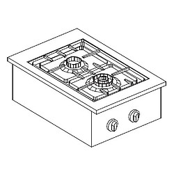 Réchaud à Gaz Drop-In - 2 Feux 3,5 kW et 5,5 kW - Combisteel