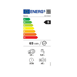 Lave-vaisselle 60cm 14 couverts 40db intégrable avec bandeau noir - SN57ZS06CE - SIEMENS