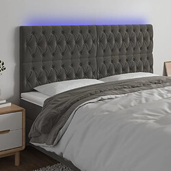 vidaXL Tête de lit à LED Gris foncé 200x7x118/128 cm Velours