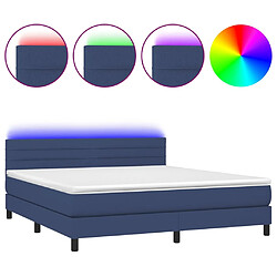 vidaXL Sommier à lattes de lit avec matelas LED Bleu 160x200 cm Tissu