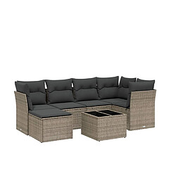 vidaXL Salon de jardin avec coussins 7 pcs gris clair résine tressée