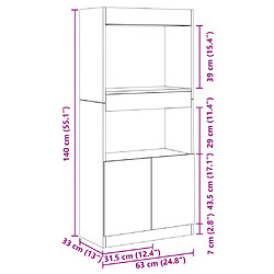 vidaXL Buffet haut chêne artisanal 63x33x140 cm bois d'ingénierie pas cher