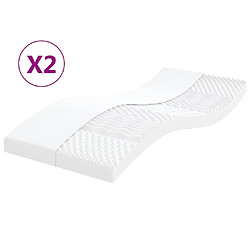 vidaXL Matelas en mousse 2 pcs blanc 90x190 cm 7 zones dureté 20 ILD