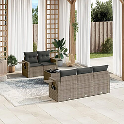 Maison Chic Salon de jardin 6 pcs avec coussins | Ensemble de Table et chaises | Mobilier d'Extérieur gris résine tressée -GKD20432