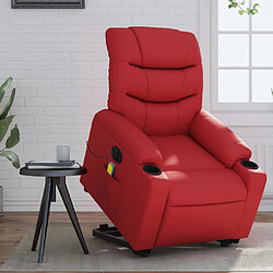 Maison Chic Fauteuil Relax pour salon, Fauteuil inclinable de massage électrique rouge similicuir -GKD70948