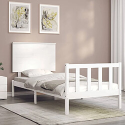 Avis Maison Chic Lit adulte - Cadre Structure de lit avec tête de lit Contemporain blanc simple bois massif -MN85510