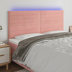 Maison Chic Tête de lit scandinave à LED,meuble de chambre Rose 200x5x118/128 cm Velours -MN60142