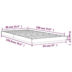 vidaXL Cadre de lit sans matelas 90x190 cm bois de pin massif pas cher