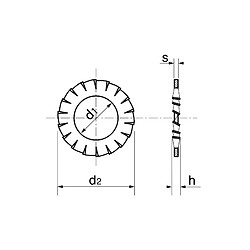 Rondelle éventail à denture extérieure Acton AZ inox A2 DIN 6798A