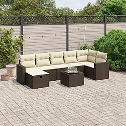 vidaXL Salon de jardin 8 pcs avec coussins marron résine tressée