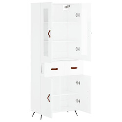 Avis vidaXL Buffet haut Blanc brillant 69,5x34x180 cm Bois d'ingénierie