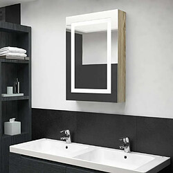 Maison Chic Armoire de salle de bain,Meuble de rangement,Meuble haut à miroir LED Chêne 50x13x70 cm -GKD580776