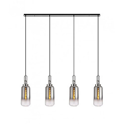 Luminaire Center Suspension 4 ampoules Nickel poli,fumé