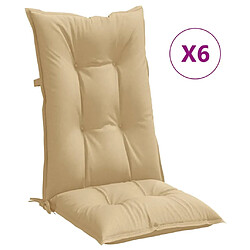 vidaXL Coussins de chaise à dossier haut lot de 6 beige mélangé tissu