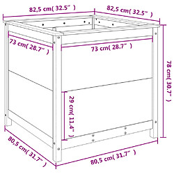 vidaXL Jardinière 82,5x82,5x78 cm bois de pin massif pas cher