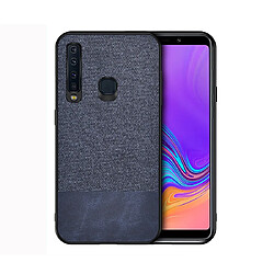 Wewoo Coque Rigide Housse de protection en tissu PU épissage antichoc pour Galaxy A9 2018 bleu