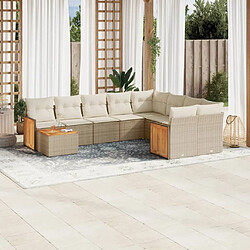 Maison Chic Salon de jardin avec coussins 10 pcs | Ensemble de Table et chaises | Mobilier d'Extérieur beige résine tressée -GKD30216