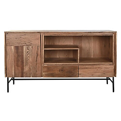 Pegane Buffet, meuble de rangement en bois d'acacia coloris naturel - Longueur 142 x Profondeur 40 x hauteur 81 cm