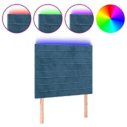 Maison Chic Tête de lit scandinave à LED,meuble de chambre Bleu foncé 80x5x118/128 cm Velours -MN56443