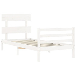 Maison Chic Cadre/structure de lit avec tête de lit pour adulte - Lit Moderne Chambre blanc simple bois massif -MN80132 pas cher