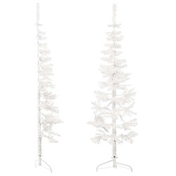 Avis vidaXL Demi sapin de Noël artificiel mince avec support Blanc 150 cm