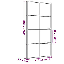 VIDAXL Porte intérieure mince noir 102,5x201,5 cm verre trempé aluminium pas cher