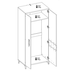 Acheter Dansmamaison Armoire 2 portes battantes Chêne Miel/Blanc - APODIS