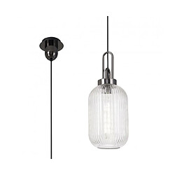 Luminaire Center Suspension design 1 ampoule Chrome noir