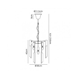 Luminaire Center Suspension 4 ampoules Nickel poli