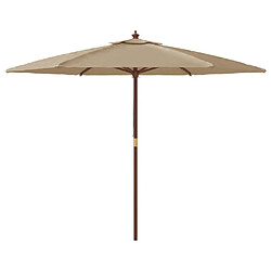 Helloshop26 Parasol mobilier de jardin avec mât en bois 299 x 240 cm taupe 02_0008359