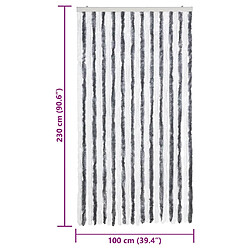 vidaXL Rideau anti-mouches gris et blanc 100x230 cm chenille pas cher