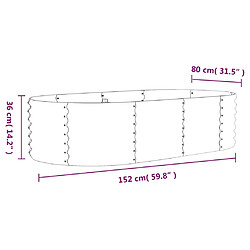 vidaXL Lit surélevé de jardin Acier enduit de poudre 152x80x36 cm gris pas cher