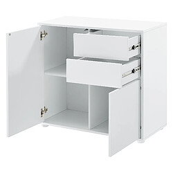 Helloshop26 Commode avec 2 tiroirs 2 portes 74 x 79 x 36 cm blanc brillant 03_0006817