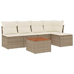 Maison Chic Salon de jardin avec coussins 6 pcs | Ensemble de Table et chaises | Mobilier d'Extérieur beige résine tressée -GKD28797