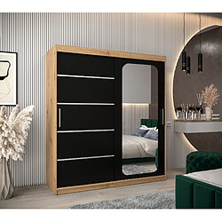 Abiks Meble Armoire PROMO V2 À Portes Coulissantes 200/180/62 2 Portes (Artisan/Noir)