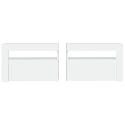 Acheter Maison Chic Lot de 2 Tables de chevet,Table de nuit,Table d'appoint pour salon avec LED Blanc 60x35x40 cm -MN50435