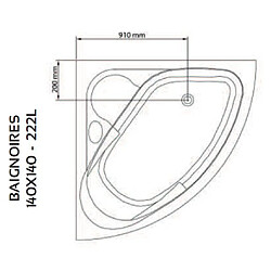 Avis Aqua+ Ondée - Baignoire acrylique d'angle 140x140 cm 222L - FANY
