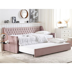 Beliani Lit gigogne en velours rose 90 x 200 cm MONTARGIS