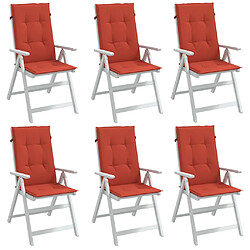 vidaXL Coussins de chaise à dossier haut lot de 6 rouge mélangé tissu